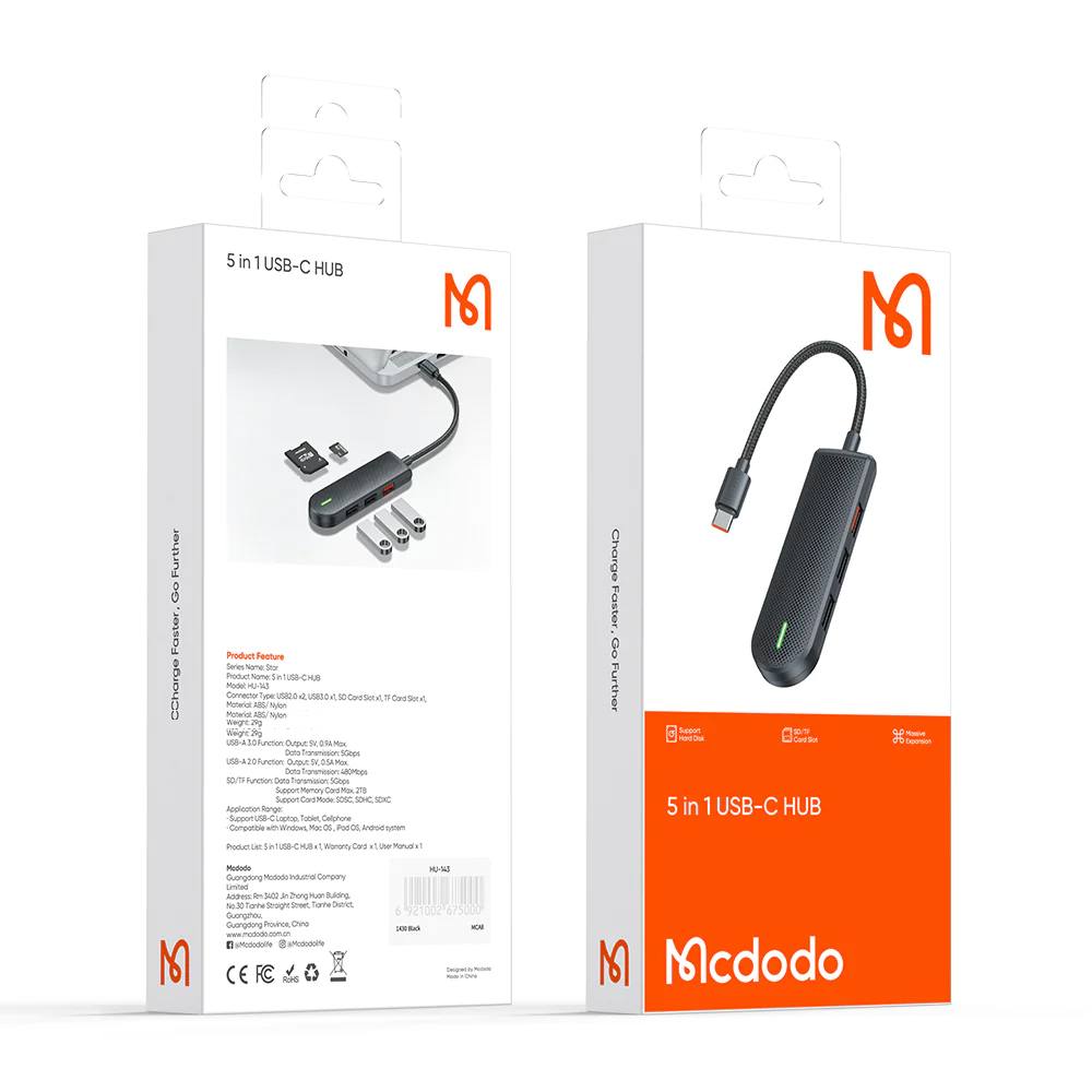 هاب 5 پورت USB-C مک دودو مدل HU-1430