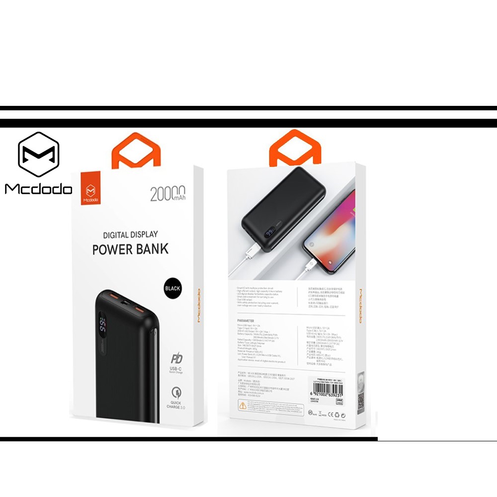 پاوربانک مک دودو مدل MC-6940 ظرفیت 20000 میلی آمپر ساعت